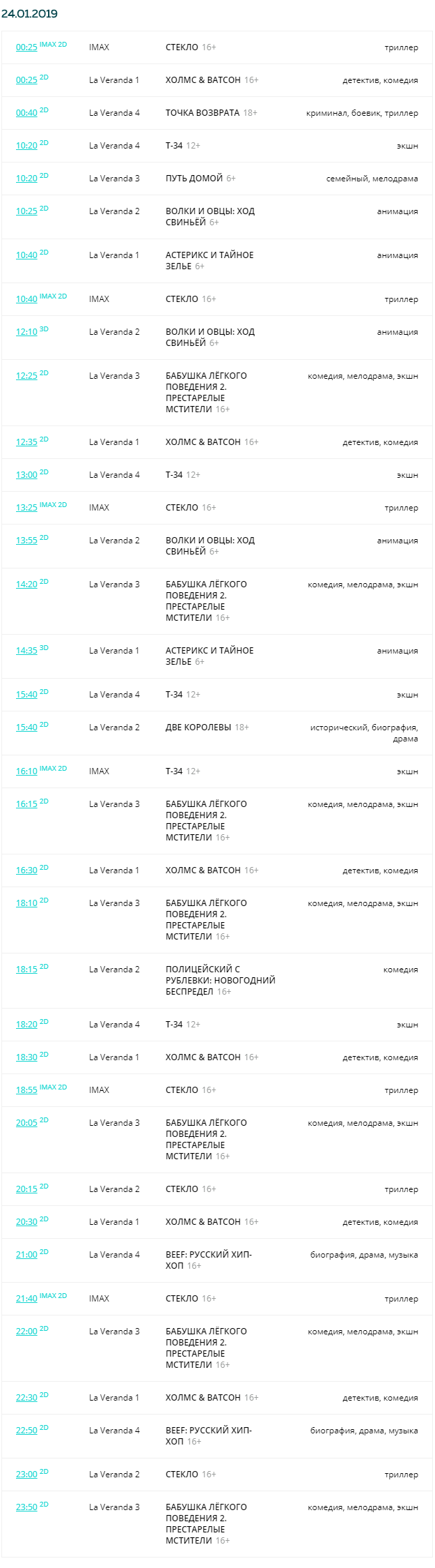 Афиша Киномонитор Анапы от 24 января 2019