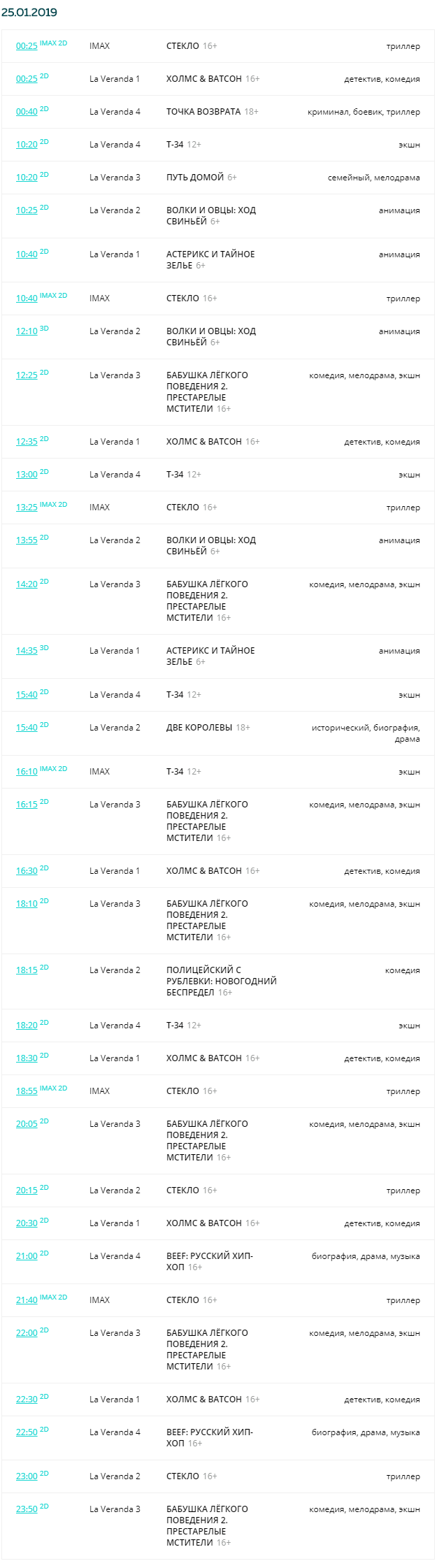 Афиша Киномонитор Анапы от 25 января 2019