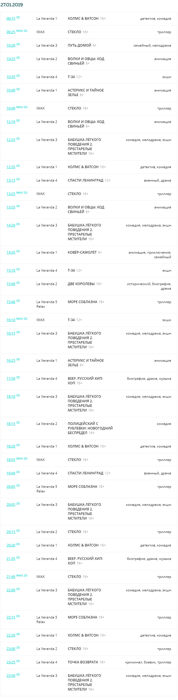 Афиша Киномонитор Анапы от 27 января 2019
