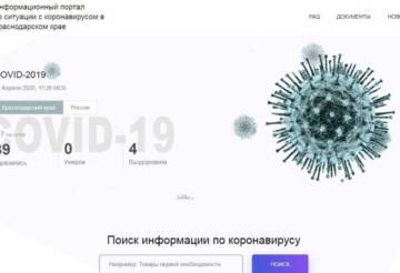 Скринишот Краснодраского портала по COVID-19 портала